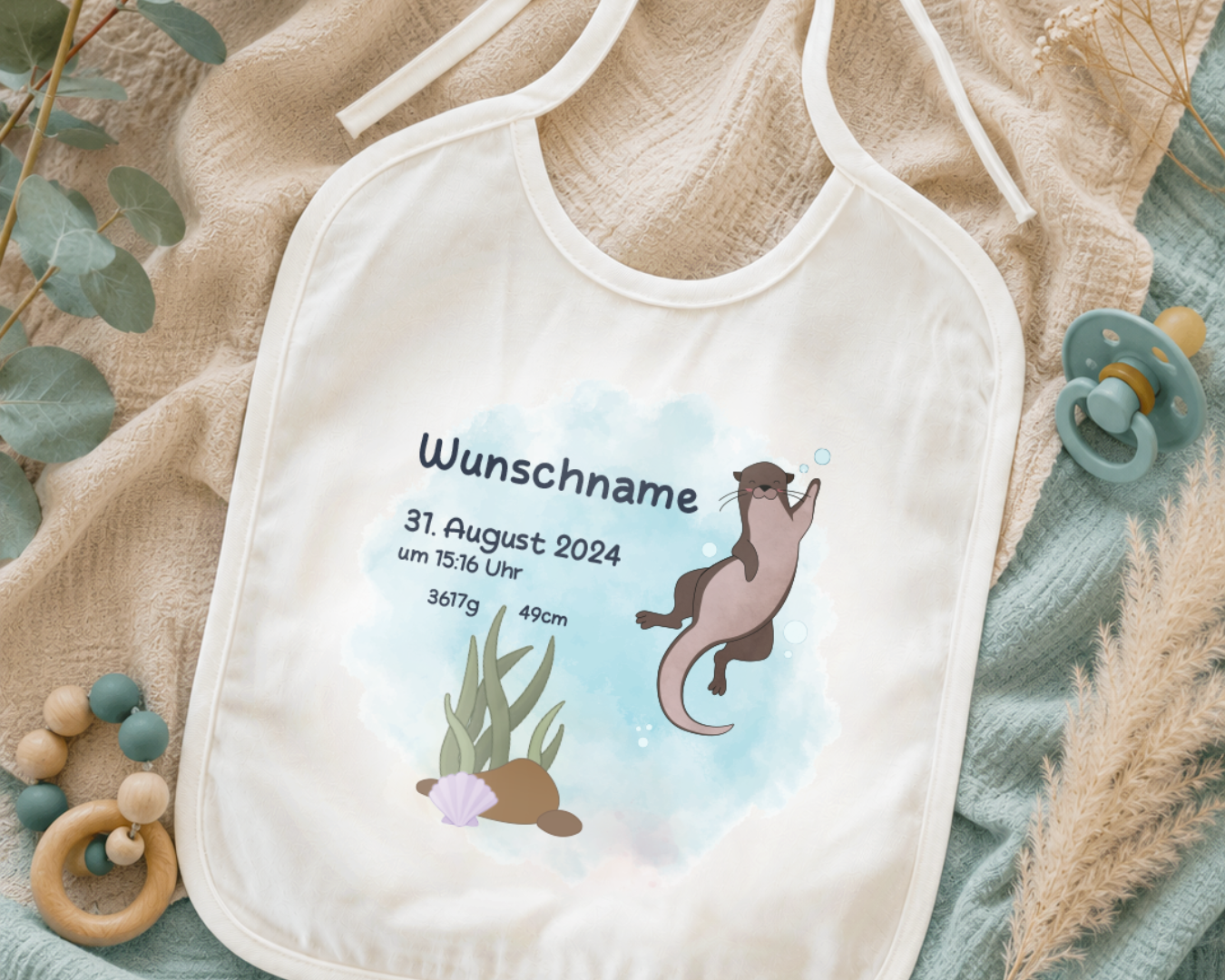 Baby Lätzchen mit einem Otter Aufdruck